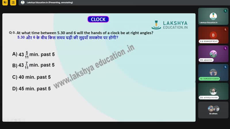 Reasoning Live Classes 2025 Clocks Part 3 : (19-11-2025) Video Tutorial